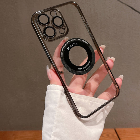 For iPhone 15 Magsafe Electroplate PC Phone Case(Black) by buy2fix