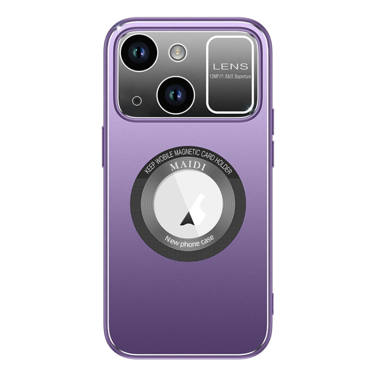 For iPhone 15 Large Window MagSafe Skin Feel PC Phone Case(Purple) - iPhone 15 Cases by buy2fix | Online Shopping UK | buy2fix