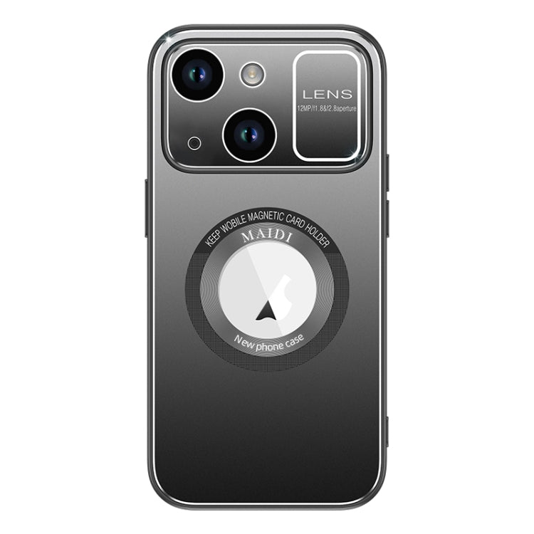 For iPhone 14 Large Window MagSafe Skin Feel PC Phone Case(Black) - iPhone 14 Cases by buy2fix | Online Shopping UK | buy2fix