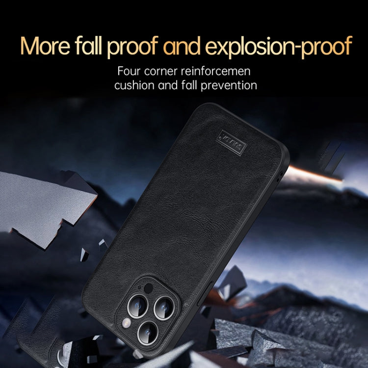 For iPhone 15 Pro Max SULADA Shockproof TPU Hybrid Handmade Leather Phone Case(Black) by SULADA