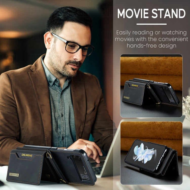 For Samsung Galaxy Z Flip4 5G DG.MING M2 Series Card Bag Magnetic Leather Phone Case(Black) by DG.MING