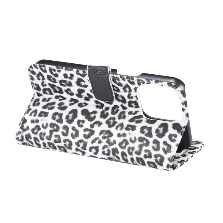 For iPhone 15 Pro Max Leopard Pattern Horizontal Flip Leather Phone Case(White) by buy2fix