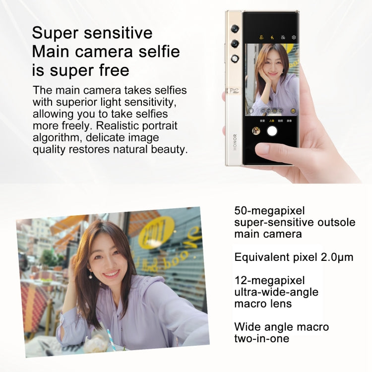 Honor V Purse 5G, 16GB+256GB, Side Fingerprint, 7.71 inch + 6.45 inch MagicOS 7.2 Qualcomm Snapdragon 778G Octa Core, Network: 5G, OTG, NFC, Not Support Google Play(Gold) - Honor by HONOR | Online Shopping UK | buy2fix