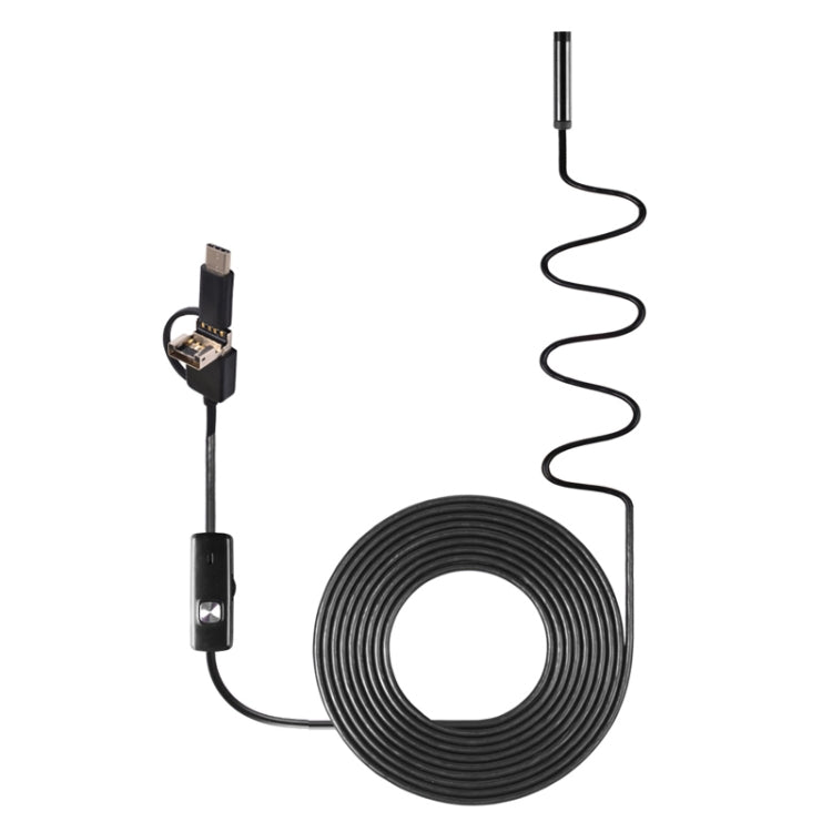 AN100 3 in 1 IP67 Waterproof USB-C / Type-C + Micro USB + USB HD Endoscope Hard Tube Inspection Camera for Parts of OTG Function Android Mobile Phone, with 6 LEDs, Lens Diameter:7mm(Length: 10m) - by buy2fix | Online Shopping UK | buy2fix