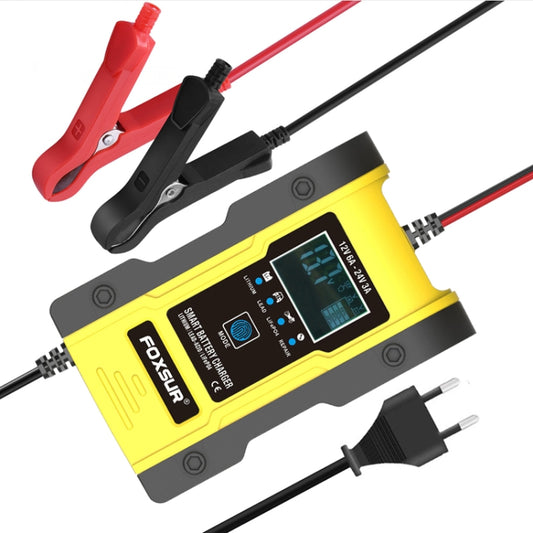 FOXSUR 12V-24V Car Motorcycle Repair Battery Charger AGM Charger Color:Yellow(EU Plug) by FOXSUR
