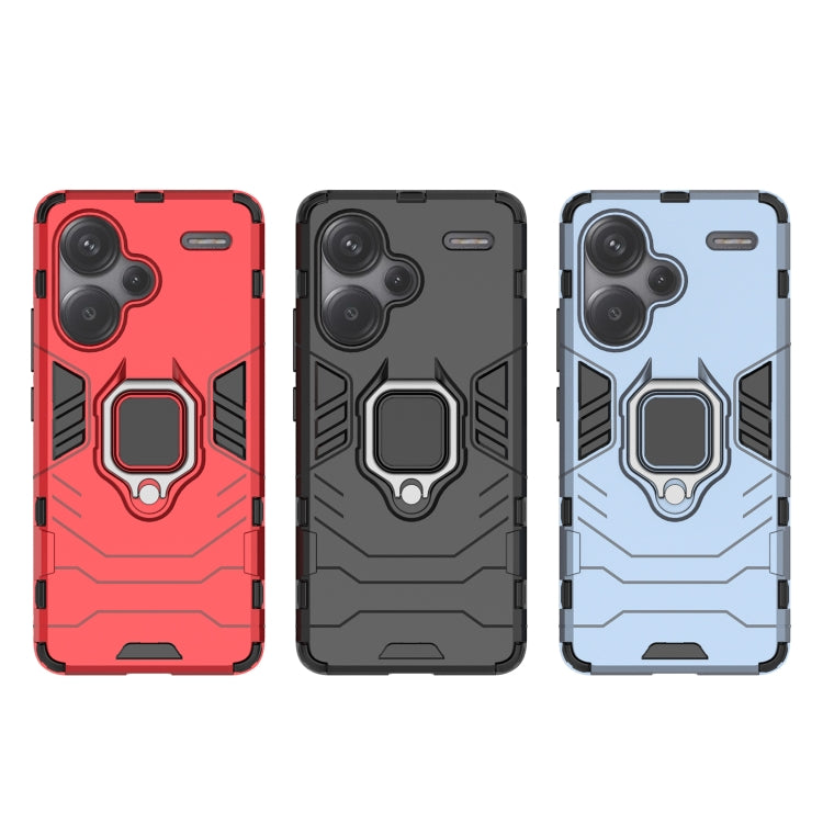 For Xiaomi Redmi Note 13 Pro+ Shockproof PC + TPU Holder Phone Case(Navy Blue) by buy2fix