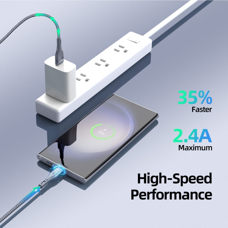 DUZZONA A8 2.4A USB to USB-C/Type-C Charging Data Cable, Length:1m - USB-C & Type-C Cable by DUZZONA | Online Shopping UK | buy2fix