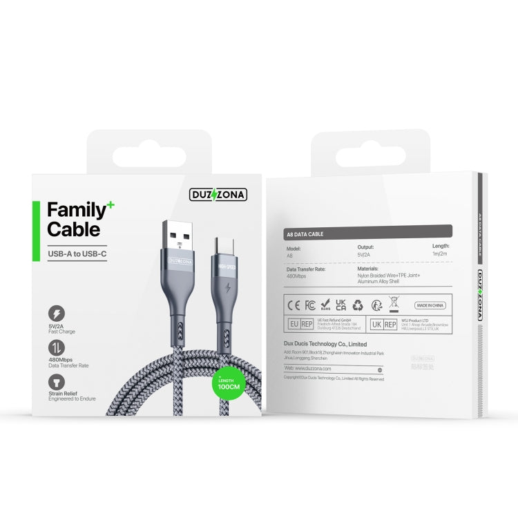 DUZZONA A8 2.4A USB to USB-C/Type-C Charging Data Cable, Length:1m - USB-C & Type-C Cable by DUZZONA | Online Shopping UK | buy2fix