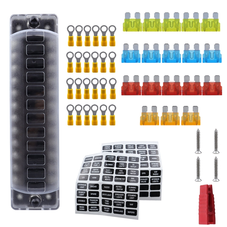 CP-4042 Vertical 12 Way Fuse Block with 12pcs Fuses and 12pcs Terminals by buy2fix