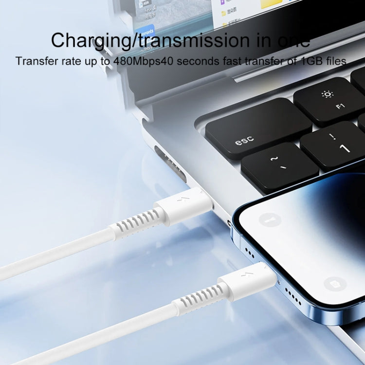 Yesido CA153 PD 20W USB-C / Type-C to 8 Pin Charging Data Cable, Length: 1m(White) by Yesido