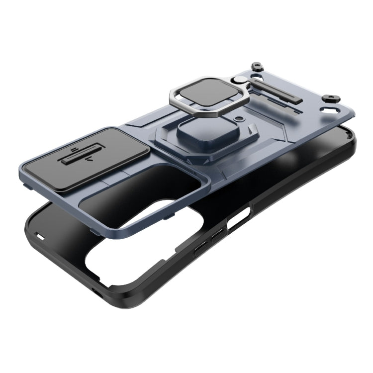 For Honor 90 Lite 5G Sliding Camshield TPU + PC Shockproof Phone Case with Holder(Black) - Honor Cases by buy2fix | Online Shopping UK | buy2fix