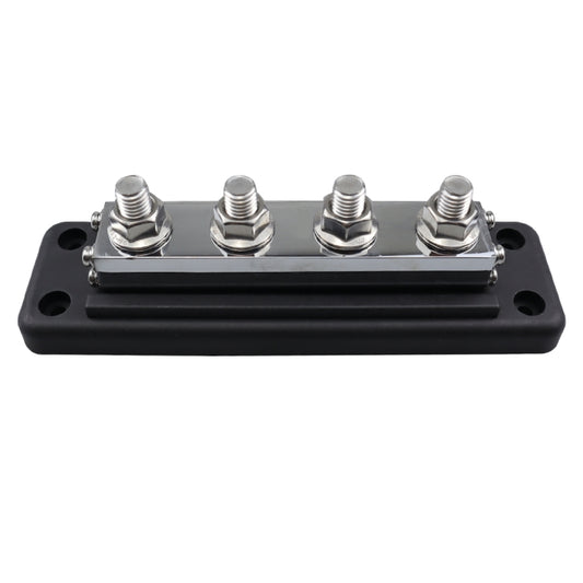 RV 600A High Current Busbar 4-way Straight M10 Wiring Studs(Black) by buy2fix