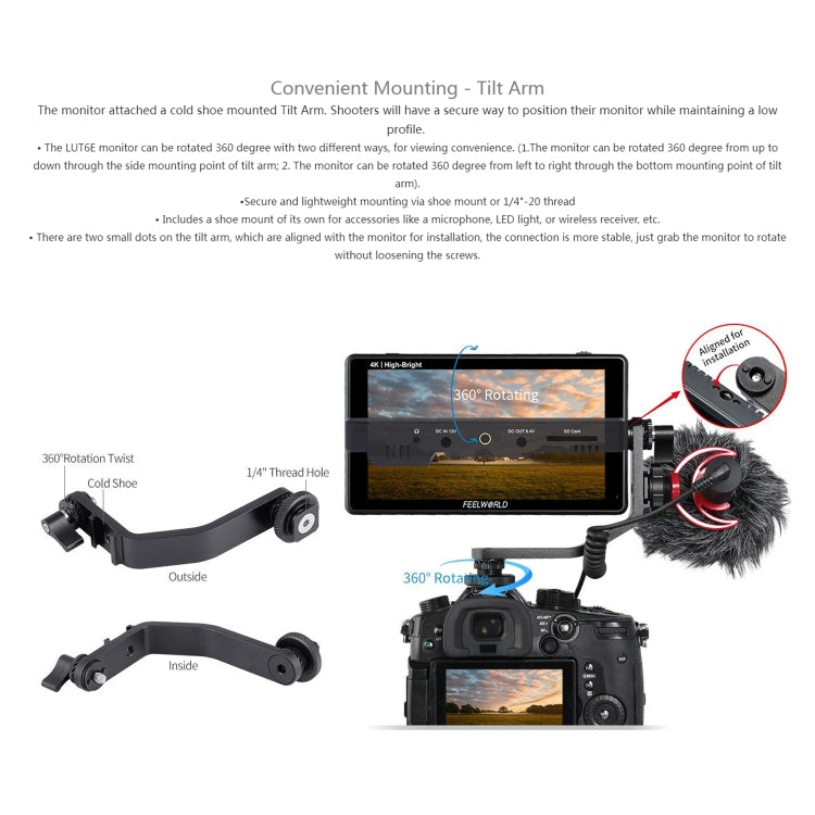 FEELWORLD LUT6E 6 inch 1600nits Touch Screen DSLR Camera Field Monitor Full HD1920x1080 IPS(Black) by FEELWORLD