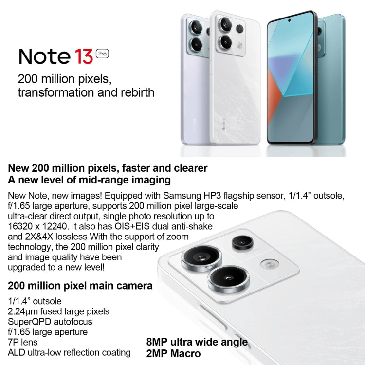Xiaomi Redmi Note 13 Pro 5G, 12GB+512GB, 6.67 inch MIUI 14 Snapdragon 7s Gen 2 Octa Core 4nm up to 2.4GHz, NFC, Network: 5G(White) - Xiaomi Redmi by Xiaomi | Online Shopping UK | buy2fix