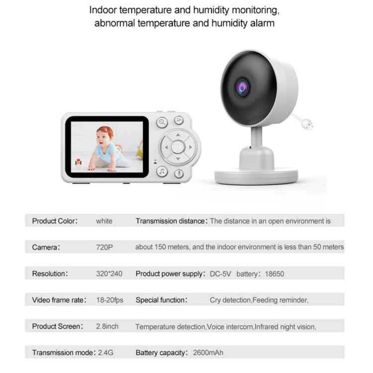 YE10-C3 2.8 inch 2.4G Wireless Video Night Vision Baby Monitor Security Camera(EU Plug) - Baby Monitor by buy2fix | Online Shopping UK | buy2fix