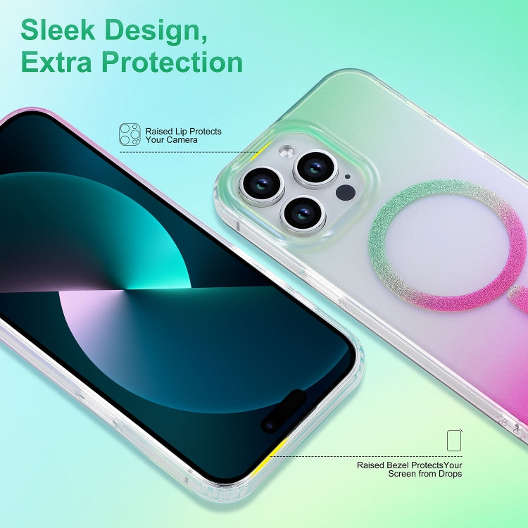 For iPhone 12 Pro Magic Diamond Blu-ray MagSafe Phone Case(Green Rose Gradient) - iPhone 12 / 12 Pro Cases by buy2fix | Online Shopping UK | buy2fix