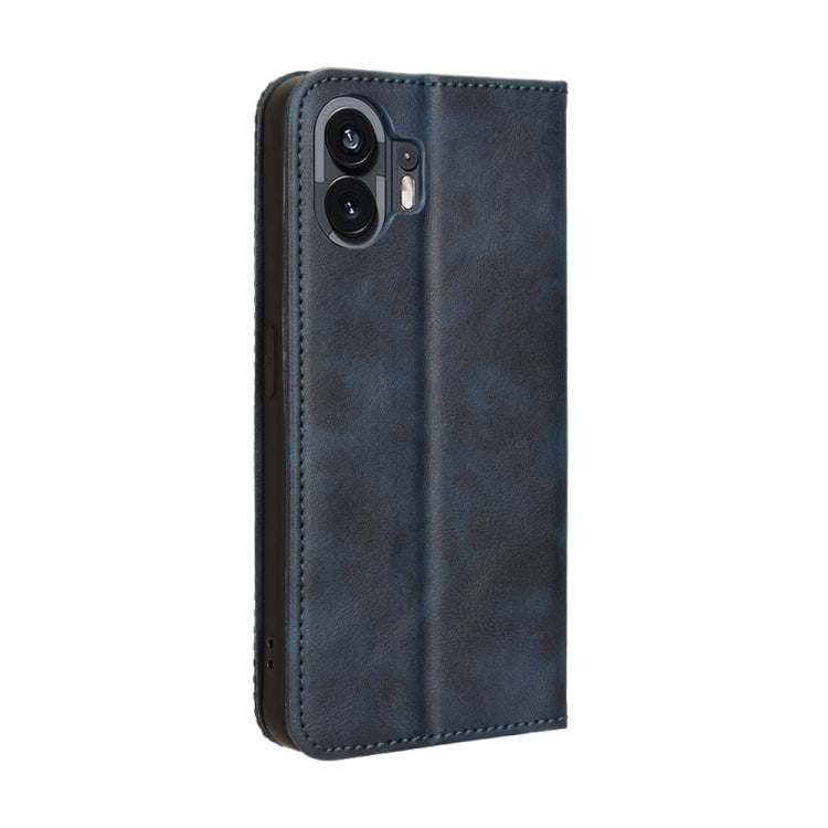 For Nothing Phone 2 Magnetic Buckle Retro Texture Leather Phone Case(Blue) - Nothing Cases by buy2fix | Online Shopping UK | buy2fix