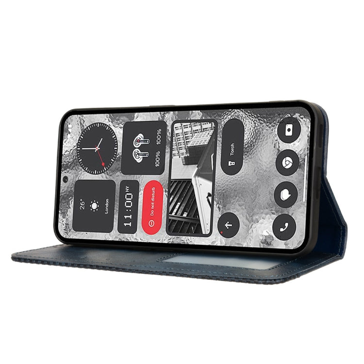 For Nothing Phone 2 Magnetic Buckle Retro Texture Leather Phone Case(Blue) - Nothing Cases by buy2fix | Online Shopping UK | buy2fix