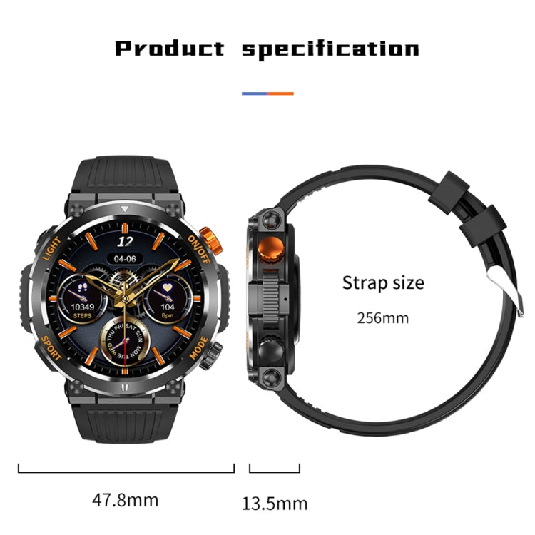 HT17 1.46 inch Round Screen Bluetooth Smart Watch, Support Health Monitoring & 100+ Sports Modes(Orange) by buy2fix