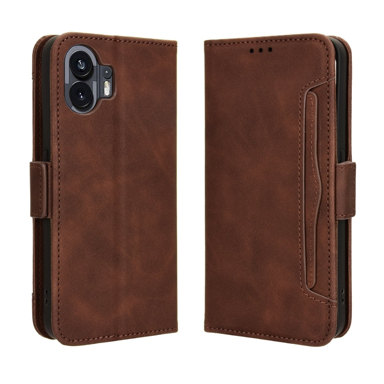 For Nothing Phone 2 Skin Feel Calf Texture Card Slots Leather Phone Case(Brown) - Nothing Cases by buy2fix | Online Shopping UK | buy2fix