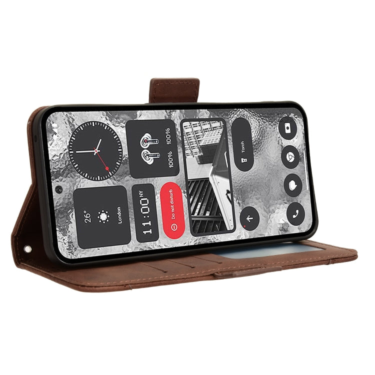 For Nothing Phone 2 Skin Feel Calf Texture Card Slots Leather Phone Case(Brown) - Nothing Cases by buy2fix | Online Shopping UK | buy2fix