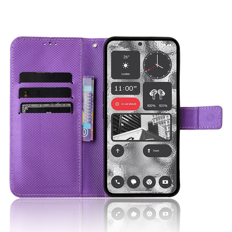 For Nothing Phone 2 Diamond Texture Leather Phone Case(Purple) - Nothing Cases by buy2fix | Online Shopping UK | buy2fix