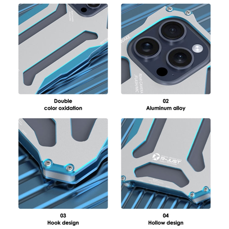 For iPhone 15 Pro Max R-JUST RJ17 Shockproof Armor Metal Phone Case(Blue) by R-JUST