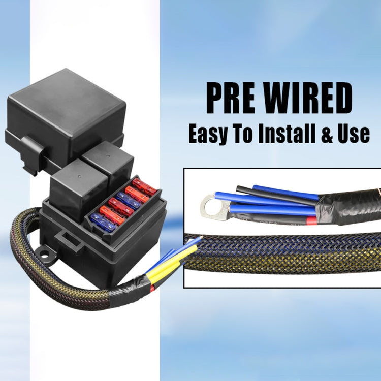 12V 4 Pin IP65 Waterproof Car 6 Slots Modified Relay Fuse Box with Cable Kit by buy2fix