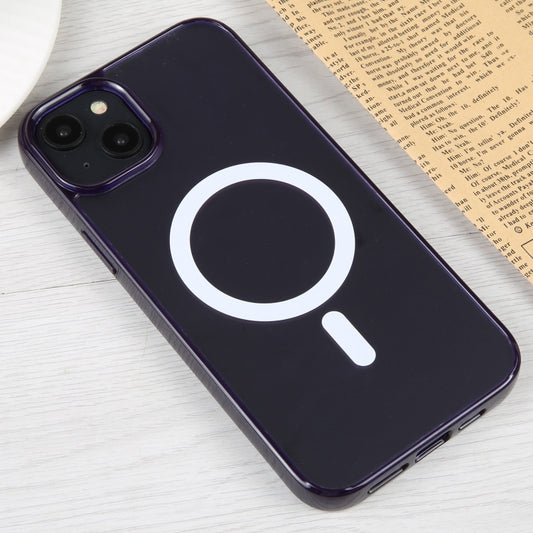 For iPhone 15 Plus GEBEI MagSafe Magnetic Transparent Phone Case(Purple) by GEBEI