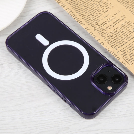 For iPhone 15 GEBEI MagSafe Magnetic Transparent Phone Case(Purple) by GEBEI