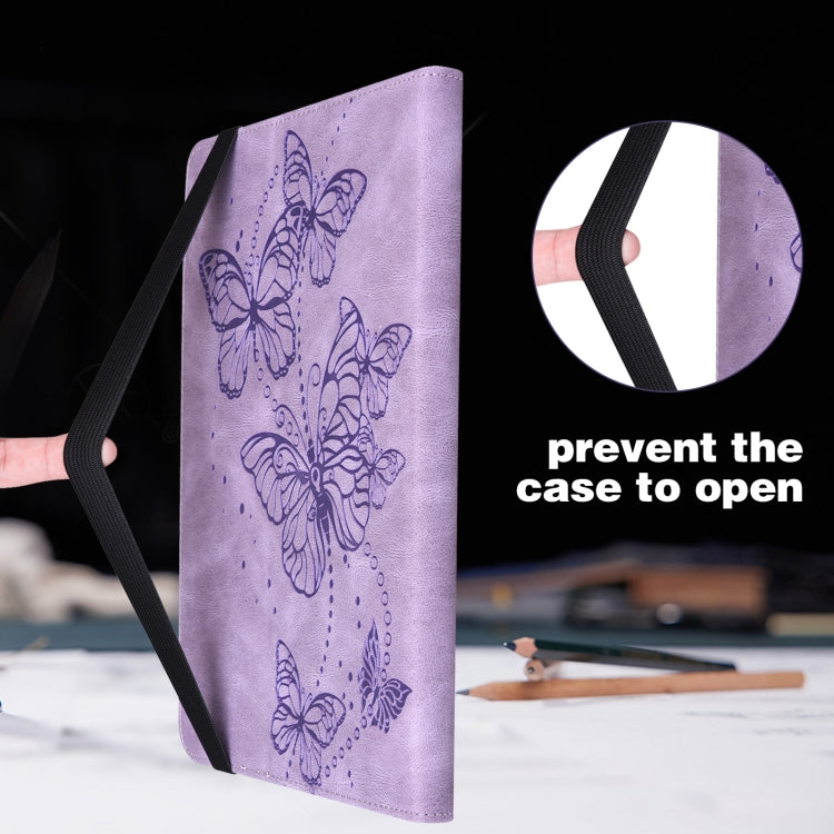 For Xiaomi Redmi Pad SE Embossed Butterfly Pattern Horizontal Flip Leather Tablet Case(Purple) by buy2fix