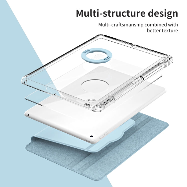 For iPad 10.2 2021 / 2020 360 Rotation Detachable Clear Acrylic Leather Tablet Case(Ice Blue) by buy2fix