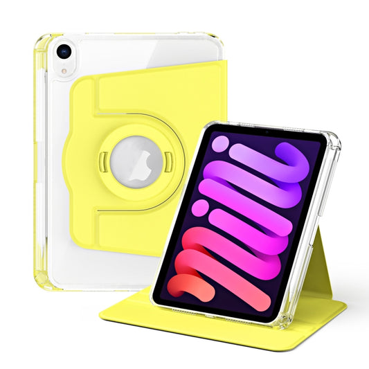 For iPad mini 6 / mini 2024 360 Rotation Detachable Clear Acrylic Leather Tablet Case(Yellow) - iPad mini 6 Cases by buy2fix | Online Shopping UK | buy2fix