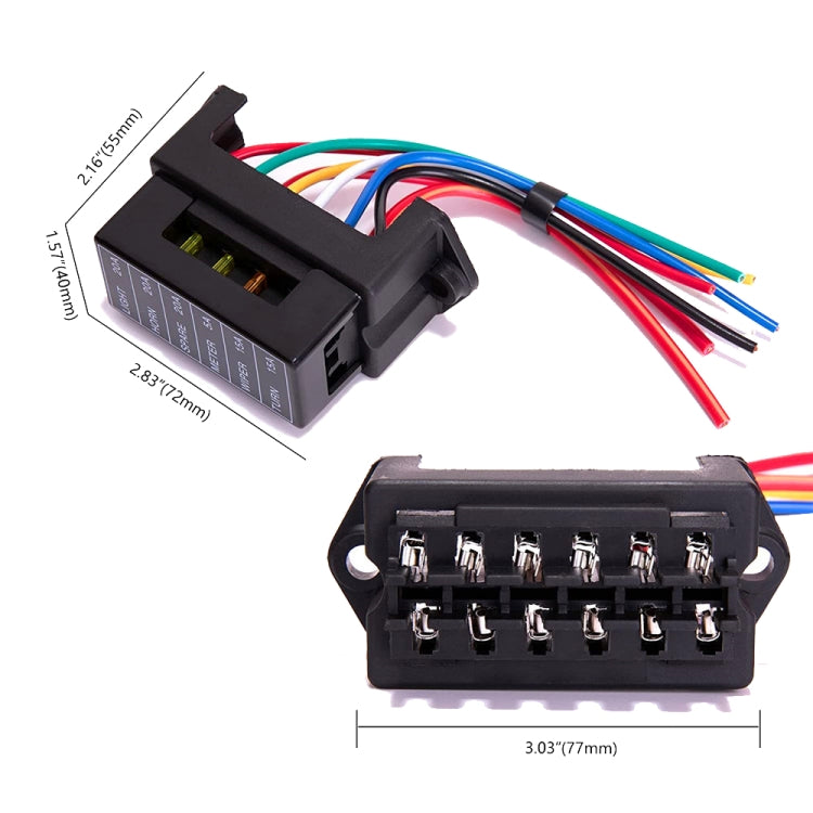 6 Ways 2 In 6 Out Fuse Box Fuse Panel Holder with Fuse by buy2fix