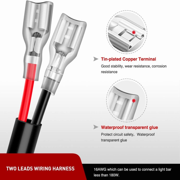2pcs 16AWG For LED Lights / Off-Road Lights Car Wiring Harness Extension Cable Kit - Car Light Accessories by buy2fix | Online Shopping UK | buy2fix
