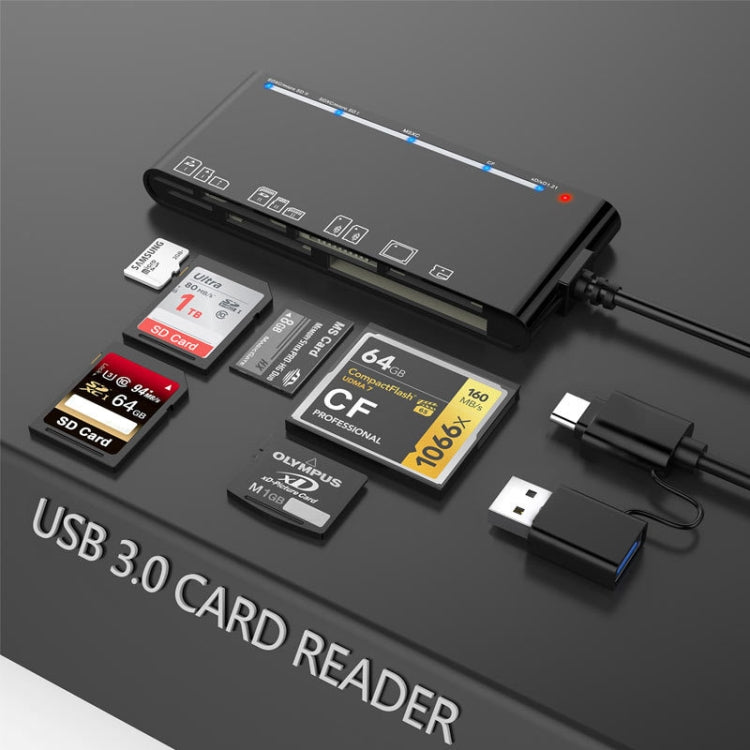 CR7 USB3.0 + Type-C Multi-function Card Reader CF / XD / MS / SD / TF Card 7 in 1 - by buy2fix | Online Shopping UK | buy2fix