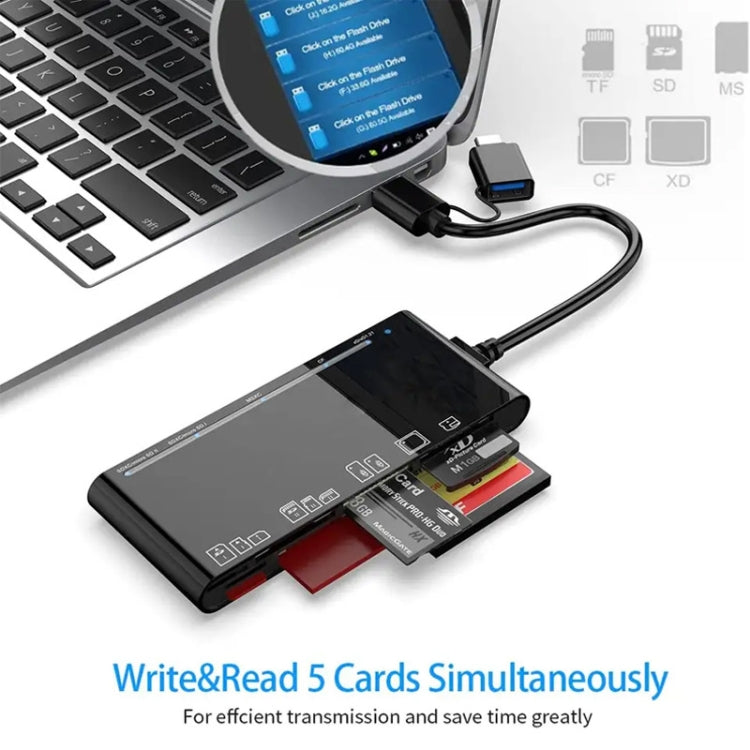 CR7 USB3.0 + Type-C Multi-function Card Reader CF / XD / MS / SD / TF Card 7 in 1 - by buy2fix | Online Shopping UK | buy2fix
