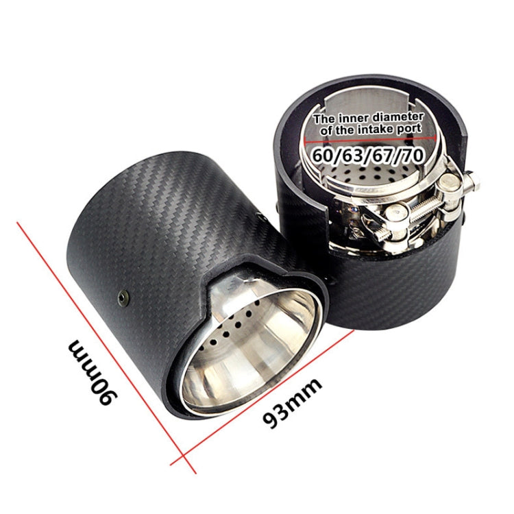 Car Modified MP Exhaust Pipe Glossy 90mm Carbon Fiber Short Tail Throat for BMW 3 Series, Air Inlet Diameter:63mm by buy2fix