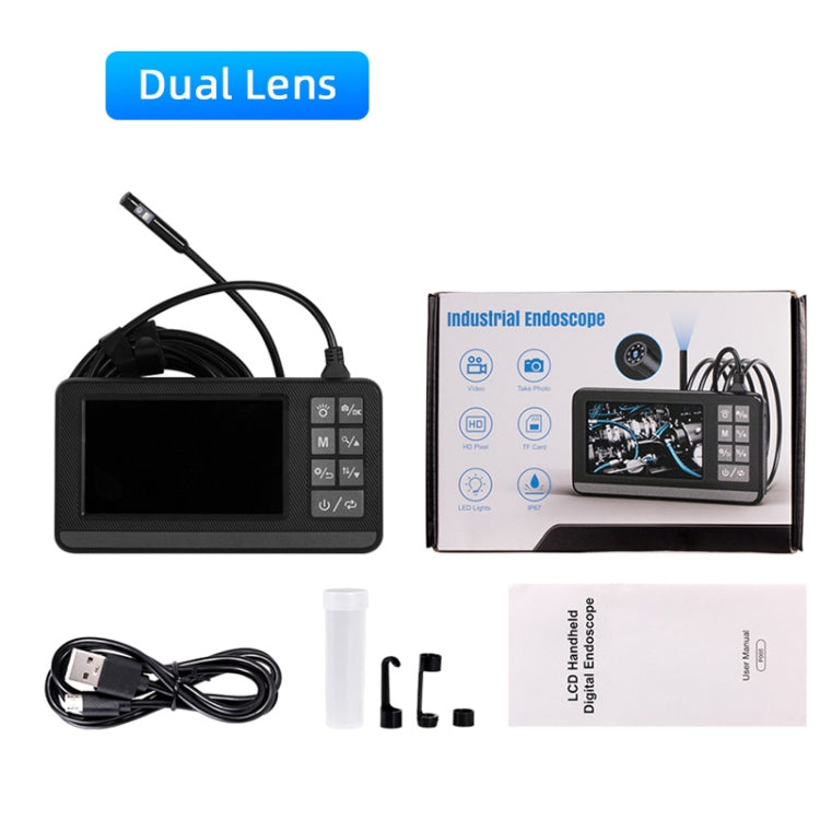 P005 8mm Dual Lenses Industrial Pipeline Endoscope with 4.3 inch HD Screen, Spec:10m Tube by buy2fix