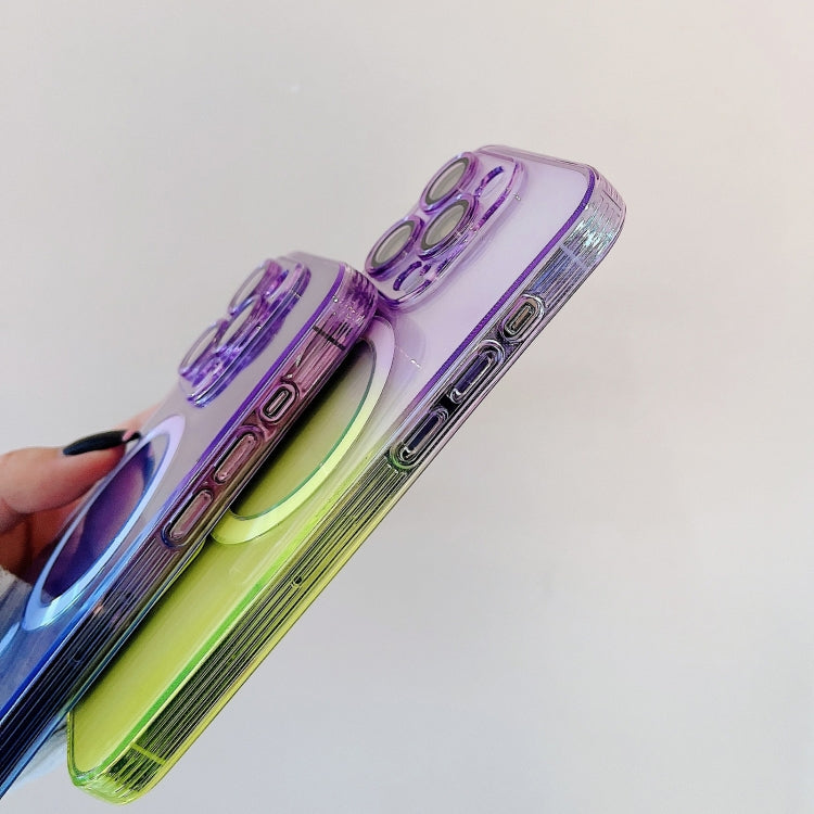For iPhone 14 MagSafe Magnetic TPU + Acrylic Gradient Color Phone Case(Yellow Green) - iPhone 14 Cases by buy2fix | Online Shopping UK | buy2fix