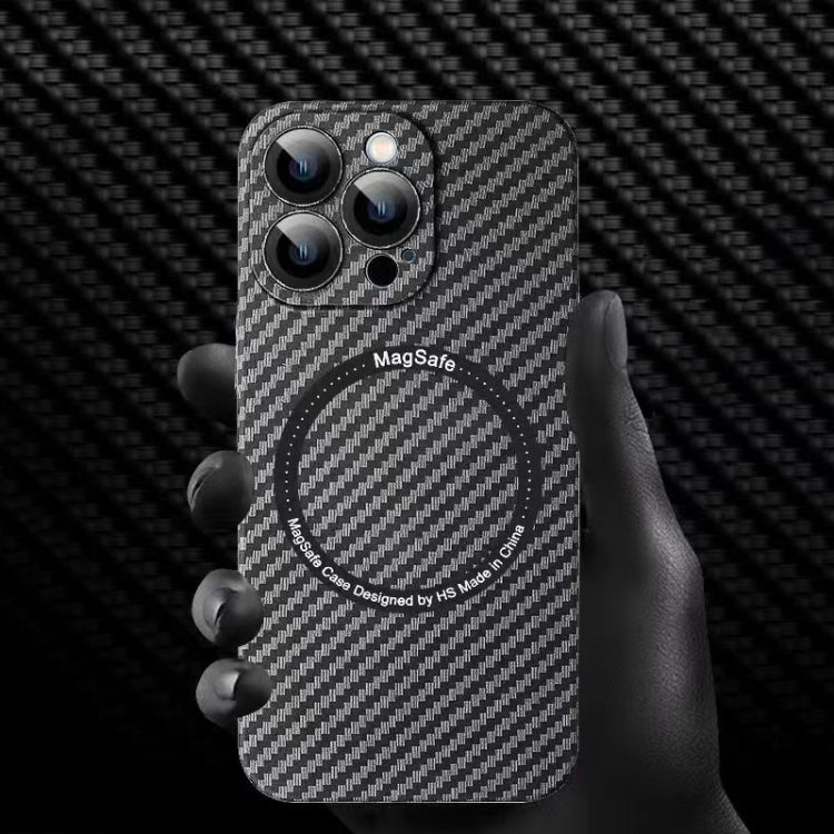 For iPhone 14 Plus MagSafe Magnetic PC Carbon Fiber Phone Case with Lens Film(Black) - iPhone 14 Plus Cases by buy2fix | Online Shopping UK | buy2fix