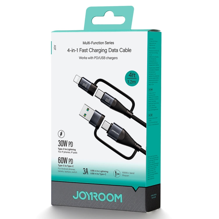 JOYROOM SA37-2T2 60W Multi-Function Series 4 in 1 Fast Charging Data Cable, Length:1.2m(Black) - Multifunction Cable by JOYROOM | Online Shopping UK | buy2fix