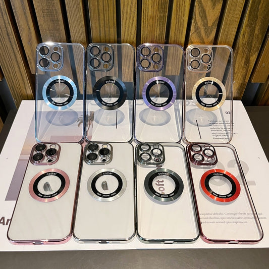 For iPhone 11 Pro Max Transparent Electroplated PC MagSafe Phone Case(Purple) by buy2fix