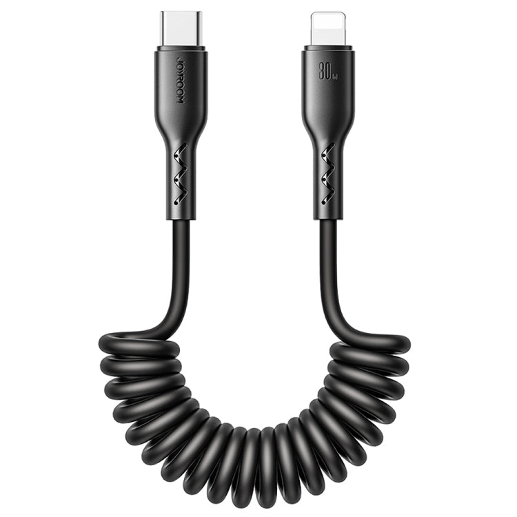 JOYROOM SA38-CL3 30W USB-C / Type-C to 8 Pin Coiled Fast Charging Data Cable, Length:1.5m(Black) - 2 in 1 Cable by JOYROOM | Online Shopping UK | buy2fix