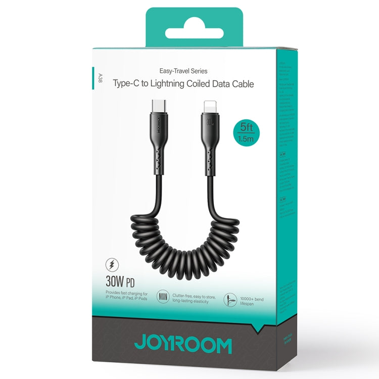 JOYROOM SA38-CL3 30W USB-C / Type-C to 8 Pin Coiled Fast Charging Data Cable, Length:1.5m(Black) by JOYROOM