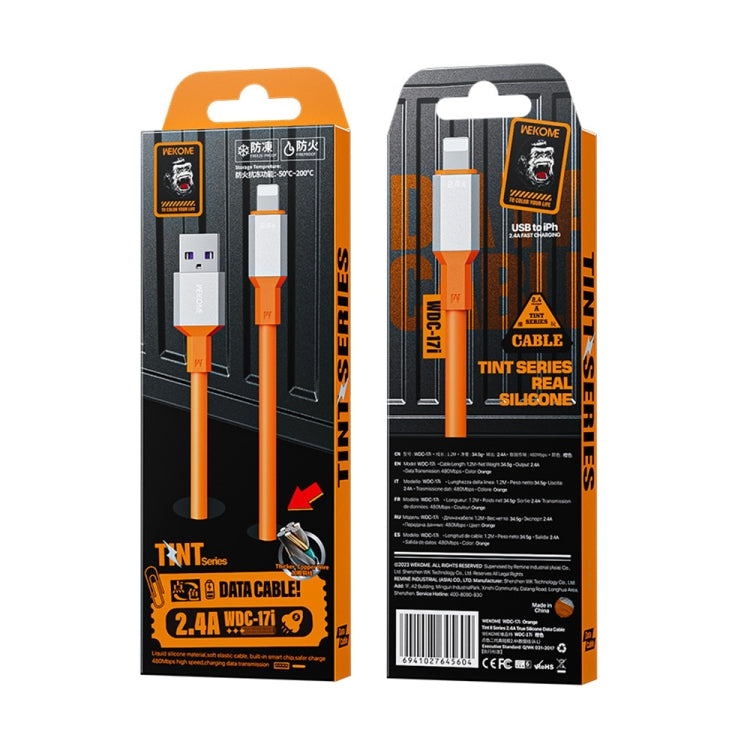 WK WDC-17 2.4A USB to 8 Pin Silicone Data Cable, Length: 1.2m(Orange) - Normal Style Cable by WK | Online Shopping UK | buy2fix