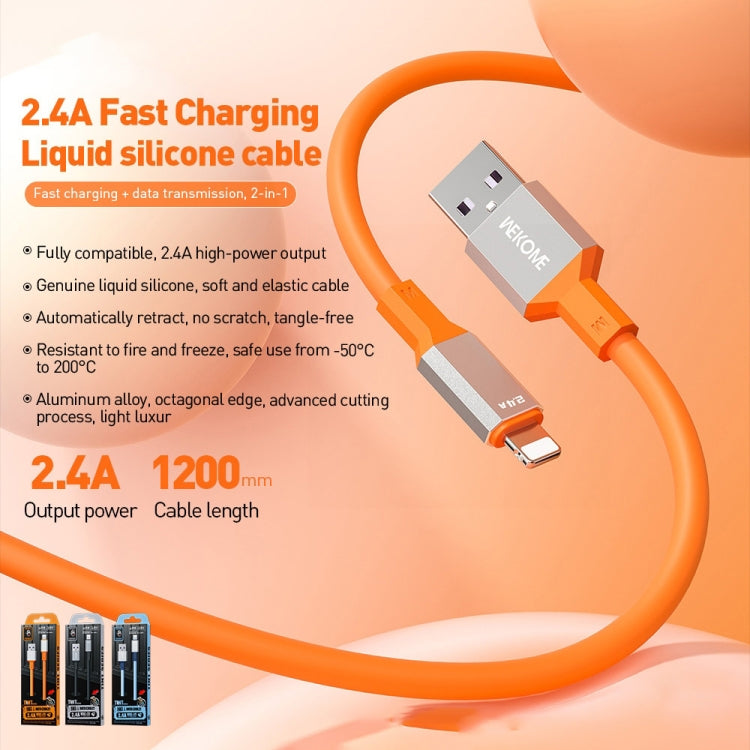 WK WDC-17 2.4A USB to 8 Pin Silicone Data Cable, Length: 1.2m(Blue) - Normal Style Cable by WK | Online Shopping UK | buy2fix