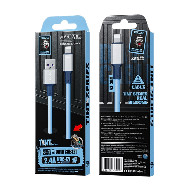 WK WDC-17 2.4A USB to 8 Pin Silicone Data Cable, Length: 1.2m(Blue) - Normal Style Cable by WK | Online Shopping UK | buy2fix
