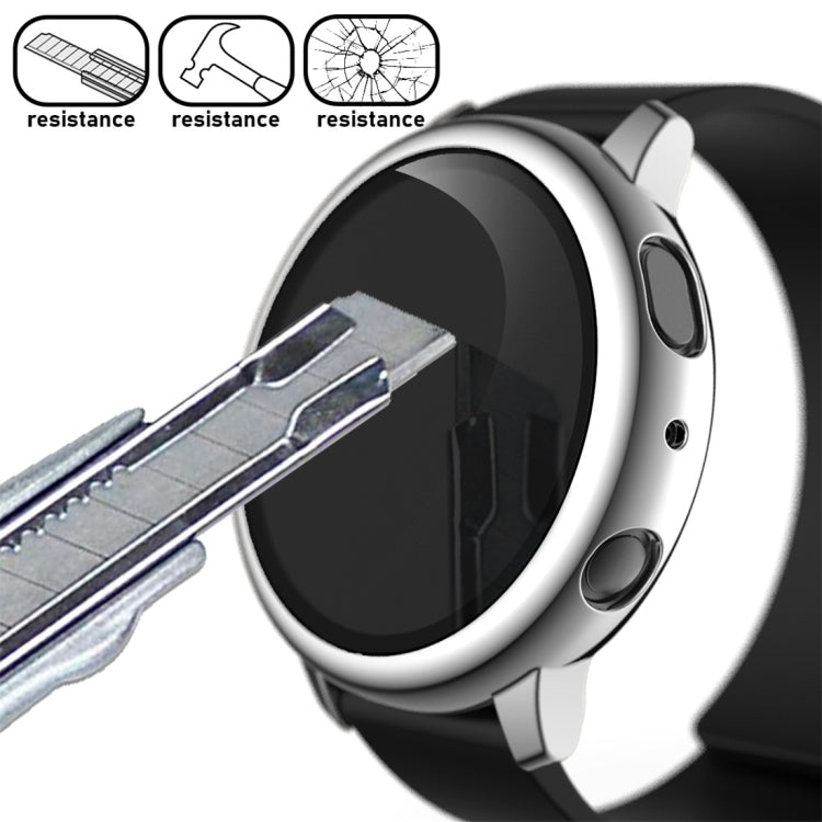 For Samsung Galaxy Watch Active 2 40mm Electroplate PC Protective Case with Tempered Glass Film(Silver) - Watch Bands by buy2fix | Online Shopping UK | buy2fix