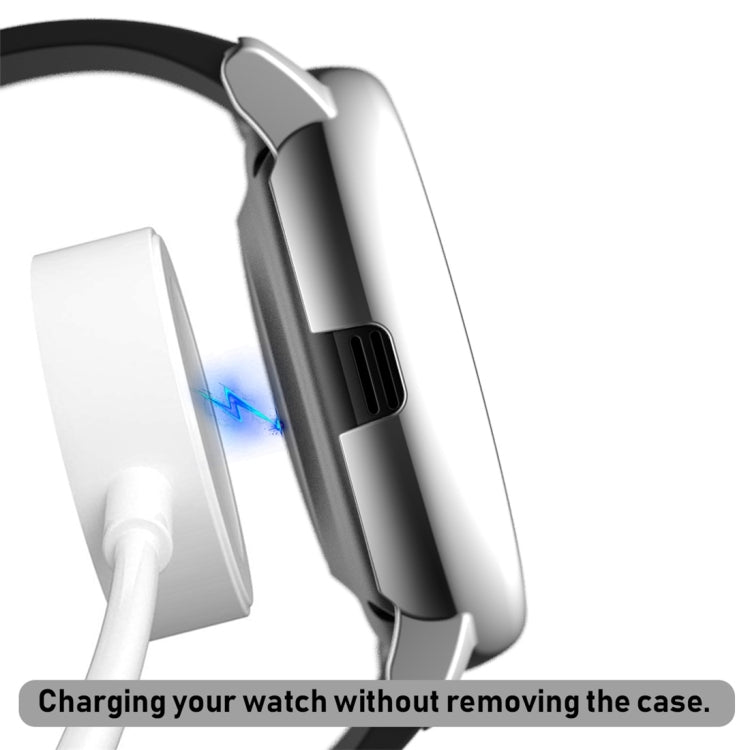 For Samsung Galaxy Watch Active 2 40mm Electroplate PC Protective Case with Tempered Glass Film(Silver) - Watch Bands by buy2fix | Online Shopping UK | buy2fix